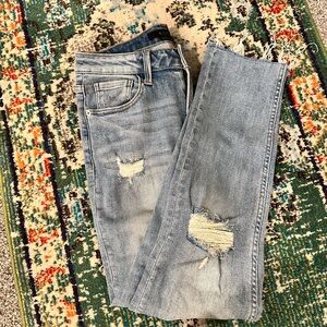 High Rise Distressed Denim Jeans